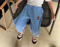 班喜迪儿童裤子夏装女童牛仔裤新款休闲九分裤夏季女宝宝薄款冰丝束脚裤 C5819-草莓 120 实拍图