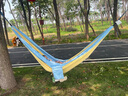 原始人吊床户外露营加厚防侧翻成人降落伞布双人秋千室内露营夏季便携 蓝黄拼色加大号-赠绑带+登山扣 实拍图