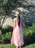 猪小耙（ZHUXIAOPA）多巴胺粉色晕染吊带连衣裙女夏季显瘦气质大摆裙沙滩长裙 粉色 M 实拍图