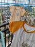 舒贝怡2件装婴儿衣服夏季薄款新生儿连体衣短袖哈衣儿童爬服黄色73CM 实拍图