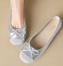 奥古狮登（Agsdon）单鞋女新款甜美蝴蝶结小皮鞋浅口百搭豆豆鞋  P543039 银 38 实拍图