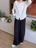 森马（Semir）休闲裤女肌理长裤松弛感25夏季松紧腰阔腿裤山本裤109325127007 实拍图