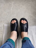 红蜓蜻真皮坡跟拖鞋女2025新款厚底一字拖夏季外穿轻便妈妈凉拖鞋 黑色 39 实拍图