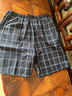 浪莎男士睡裤男短裤纯棉夏季薄款宽松大码格纹休闲五分裤外穿沙滩短裤 丈青中格 2XL 实拍图