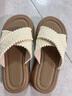 厚底绝美凉拖鞋女夏季外穿2025新款踩屎感波西米亚沙滩一字拖凉鞋 米色 36 实拍图