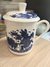 潇毅艾 景德镇陶瓷茶杯带盖家用杯喝茶杯青花瓷器办公杯子 江南水乡 实拍图