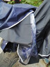 呈爱加大电动车雨衣成人摩托车雨披大号加长遮脚加厚男士通用骑行雨衣 藏青牛津布单人款 5XL（适合中大型车） 实拍图