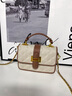 viney包包女包牛皮斜挎包轻奢腋下手提包生日礼物送女友老婆 【米白】高级感实用女生品牌链条单肩小方包 实拍图