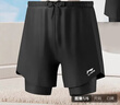 李宁（LI-NING）短裤运动泳裤男防尴尬速干宽松平角沙滩裤双层温泉海边度假泳裤黑 实拍图