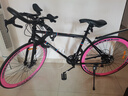 驰睿双碟刹变速死飞自行车男女成人学生款弯把实心胎公路跑车网红单车 酷飞60刀24速黑桃红 主图款竞速弯把 实拍图