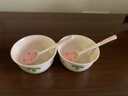 草莓陶瓷碗勺家用高颜值米饭碗少女心甜品碗釉下彩餐具套装 【4件套】浅粉草莓2碗2勺 实拍图