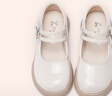 富罗迷女童皮鞋儿童公主鞋方口单鞋时尚儿童校园演出鞋 38  米白  实拍图