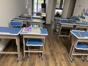 励耘家具  中小学生课桌椅写字桌家用小课桌学校培训班辅导班书桌升降学习桌 蓝色单人双柱方登(10套起拍) 实拍图