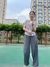 徽格儿（phigeer）速干衣运动套装女夏秋季透气宽松羽毛球服专业跑步健身训练服上衣 紫色两件套（墨灰裤） M 实拍图