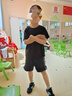 ASK JUNIOR男童短袖T恤2025夏薄款儿童休闲纯色舒适跑步打底衫 黑色 140 实拍图