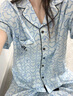 维多利亚的秘密 杨幂田曦薇同款 夏季宅度假天丝绵柔印花凉感睡衣套装女不易皱 4JTD蓝豹纹-短袖长裤 XS 实拍图
