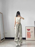 棉致美式工装运动休闲裤子女夏季薄款2026新款小个子高腰潮流阔腿裤 410杏色【高品质24.5】 L 100-115斤 实拍图