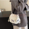 天丂斜挎小包包女士手机水桶包2024新款潮夏天百搭小众迷你时尚单肩 蝴蝶水桶包【白色带挂饰】 实拍图