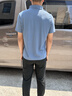 罗蒙（ROMON）夏季男士T恤休闲套装2025新款爸爸装冰丝短袖t恤长裤休闲两件套 蓝色:【两件套】 XL :(体重135-150斤) 晒单实拍图