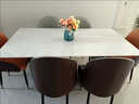 田园驿站轻奢超晶石餐桌家用大理石岩板餐桌椅组合长方形小户型吃饭桌子 轻奢超晶石餐桌+6椅 140cm 80x75 实拍图