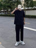 花花公子裤子男士夏季冰丝薄款速干直筒休闲学生宽松阔腿垂感九分小西裤 1216XK黑色 XL （建议130-150斤） 实拍图