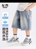 左西童装男童牛仔短裤防褪色夏装2025新款儿童夏季中裤 牛仔色 160 实拍图