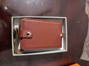 嘉然恒真皮工作牌企业员工胸牌证件卡套带收纳卡位挂脖牌会议出入证工作证套牛皮材质可定制 棕色 实拍图