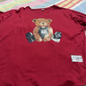 清仓捡漏尾单大牌美式复古小熊t恤女短袖夏大码宽松上衣遮肚子 78下印酒红色中豹纹熊 3XL 实拍图