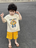 G.DUCKKIDS小黄鸭童装男童套装夏季2025儿童衣服宝宝潮酷太空人短袖两件套潮 太空人套装 米白色geioqgg 100 建议2~3岁【 90-100cm】 实拍图