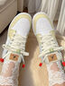 NIKE官方正品 Air Jordan 1(GS)儿童白黄刺绣复古低帮休闲篮球运动鞋 IB8861-151 38.5 实拍图
