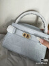 CHARLES&KEITH鳄鱼纹凯莉包手提斜挎婚包包女包生日礼物CK2-50270880-1 Sea Salt Blue海盐蓝 S 实拍图