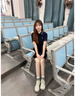 FILA 斐乐官方女装连衣裙2025夏新款网球运动简约基础翻领修身连身裙 RD宝蓝-NV XL 175/92A/XL 实拍图