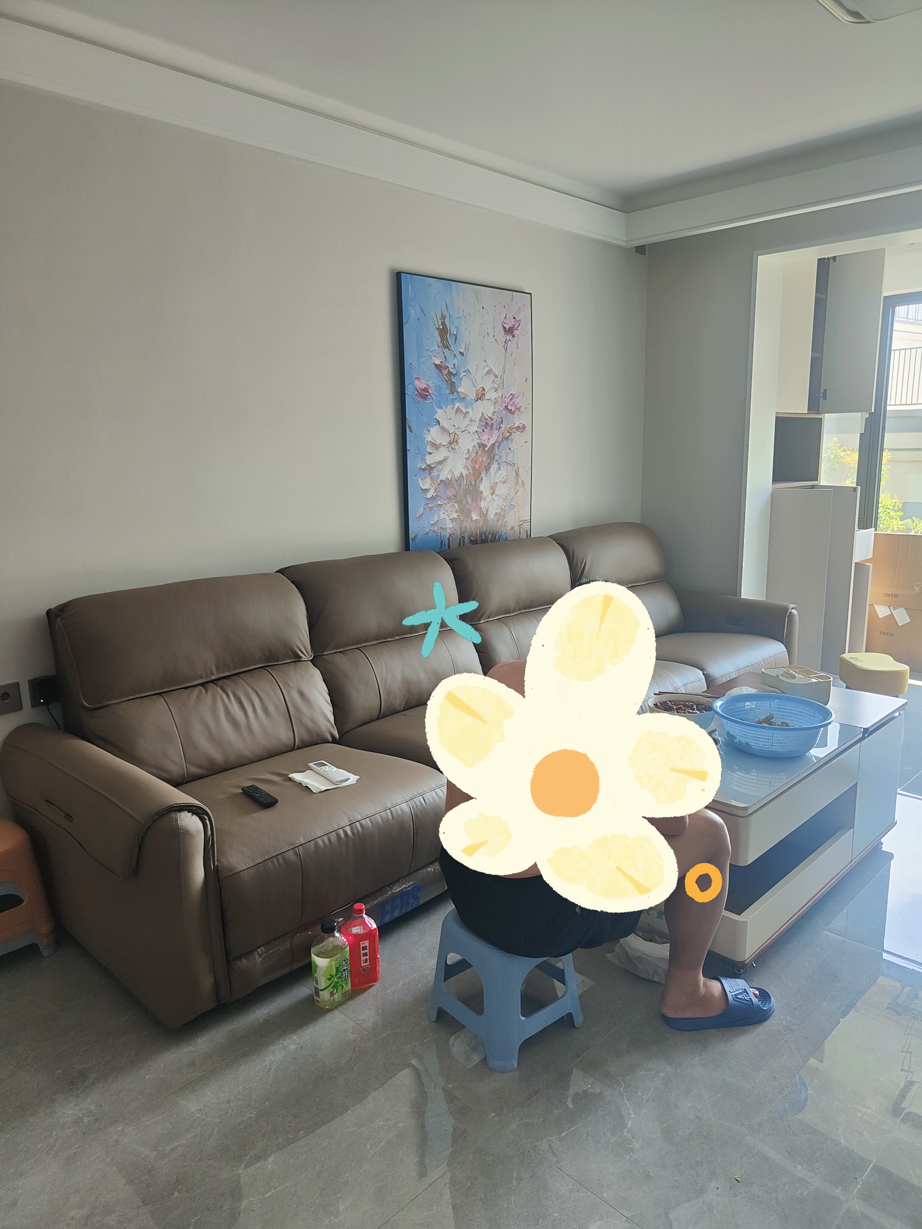 艺环宇彩绘抽象花卉客厅装饰画巨幅极简落地画肌理感壁画沙发背景墙挂画 实拍图
