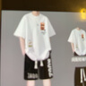 青少年纯棉夏季运动套装男初中高中学生短袖衣服夏装帅气大童男装 GF20232-3-T1-K1白色套装 XL （130-150斤） 实拍图