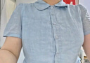 茵曼（INMAN）【苎麻】章若楠同款法式娃娃领连衣裙女装2025夏季新品泡泡袖裙子 浅蓝色【好评返现】 M 实拍图