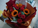 花不言向日葵混搭香槟毕业花束生日表白鲜花速递同城配送店女友礼物 特别的你（11朵红玫瑰+3朵向日葵） 实拍图