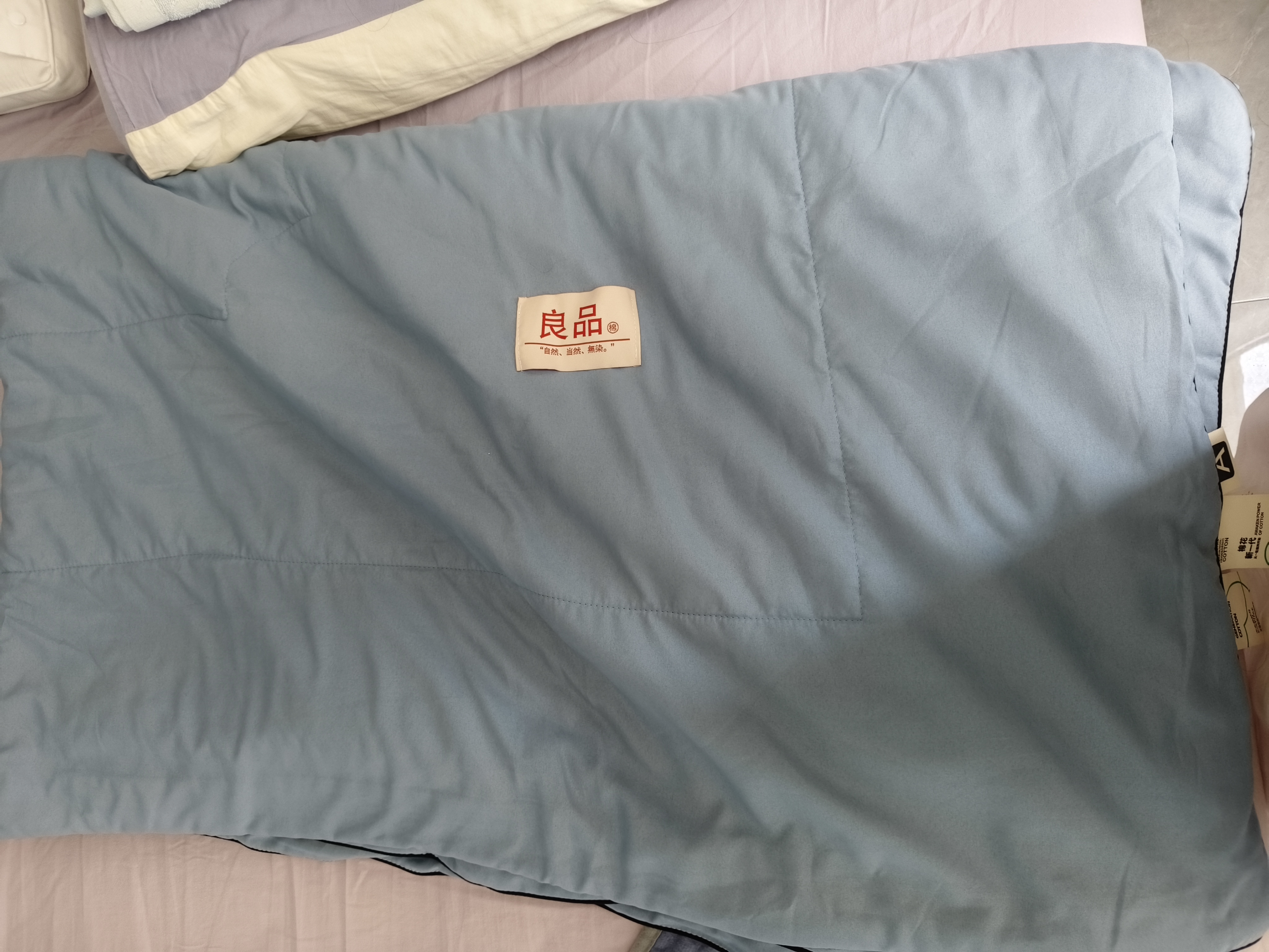 曼克顿（MANKEDUN） A类100%新疆棉花夏凉被空调被家用可机洗宿舍水洗棉薄被子被芯 雾蓝【100%新疆棉 假一罚十】 200*230cm【双人夏被】越洗越软 实拍图