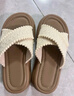 厚底绝美凉拖鞋女夏季外穿2025新款踩屎感波西米亚沙滩一字拖凉鞋 米色 36 实拍图