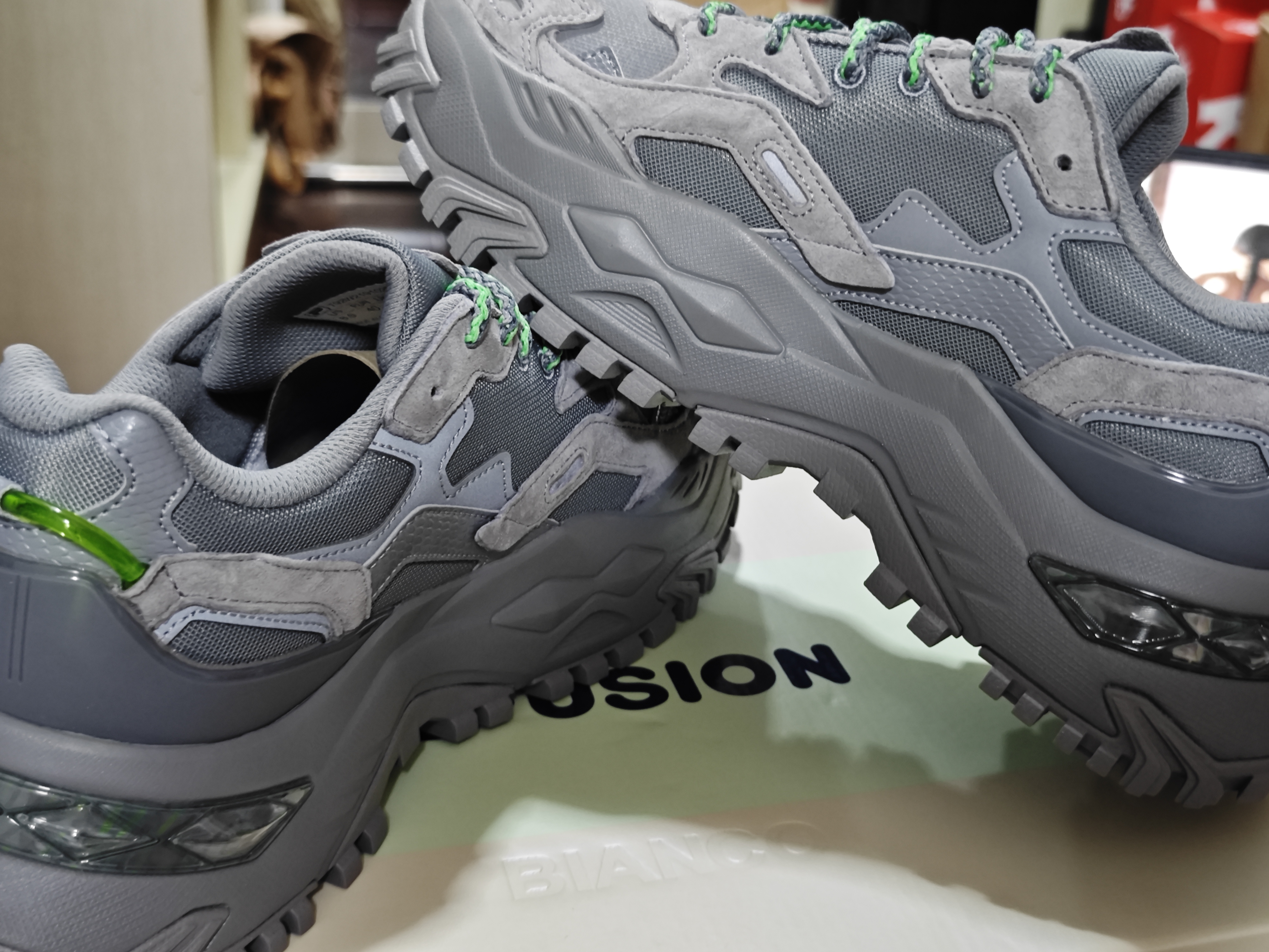 FILA FUSION斐乐女鞋BIANCO老爹鞋季硬糖鞋休闲鞋厚底运动鞋女 神秘灰/城堡灰-FC 40 实拍图