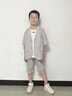 G.DUCKKIDS男童夏装套装儿童西装三件套2022夏季新款小男孩花童礼服宽松休闲 01款西服灰色qkcaiig 140 建议身高125-135cm左右10-11岁 实拍图