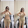 歌莉伦塑身连体衣春夏薄款收腹束腰塑形美体衣产后塑身衣无痕长 香槟色排扣无袖 L 70/105-115斤 实拍图