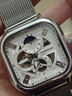 马克华菲（FAIRWHALE）手表男士全自动机械表日月星辰时尚小方块男表防水国潮流腕表礼物 银壳白面网带 实拍图