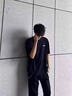 肆缄胖子大码弯刀牛仔裤男大屁股显瘦vibe裤子美式高街宽松大码微喇裤 黑色 4XL 适合180-200斤 实拍图