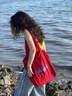 尤克达蒂松弛感托特包包女2026新款抽绳帆布包通勤轻便手提袋大容量单肩包 红色 实拍图