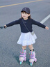 小状元儿童轮滑鞋女童溜冰鞋初学者3岁幼儿宝宝双排滑冰鞋生日礼物 紫【护臀+包+头盔护具套装】 S 【适合日常31-34码】尺码可调 实拍图