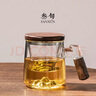 叁旬 日式玻璃远山水杯加厚耐热办公室泡茶杯茶水分离个人专用喝茶杯 远山（透明）玻璃茶杯【胡桃木】 实拍图