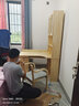 尚静 实木书桌书柜组合转角电脑桌家用一体学习桌写字台办公桌 W款-玻璃门+椅子套装 120*80*195cm 实拍图