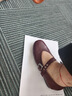 Bata玛丽珍羊皮书女2025春复古抓纹羊皮软底单鞋AUO01AQ5 酒红 37 实拍图