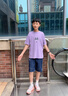 巴帝巴帝男童夏装套装2024新款洋气中大童夏季短袖t恤酷帅男孩衣服两件套 紫色 170 cm 实拍图