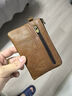 JLFGPJ新款软头层牛皮卡包小零钱包男女复古手工油蜡真皮超薄驾驶证包潮 棕色 实拍图